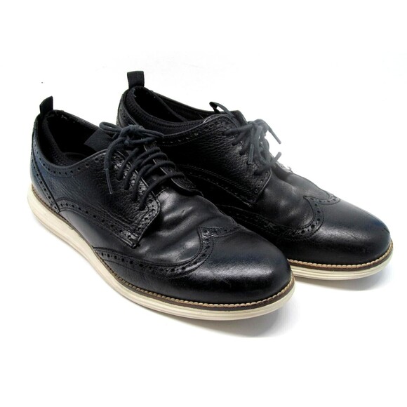 Cole Haan Grand O,s Mens Black Leather Sock Lined Wingtip Size US 9.5 M - Picture 1 of 9